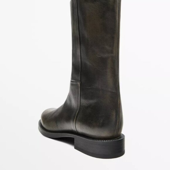 NWOT Massimo Dutti 100% Leather Boots in Brown (Size US 7.5) - Picture 5 of 9